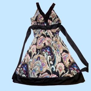 Candy Couture Paisley Print Mini Dress - Black and Multicolor